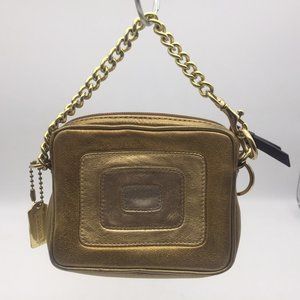Authentic Vintage Coach Mini Wallet on Chain with Key Ring Fancy Gold